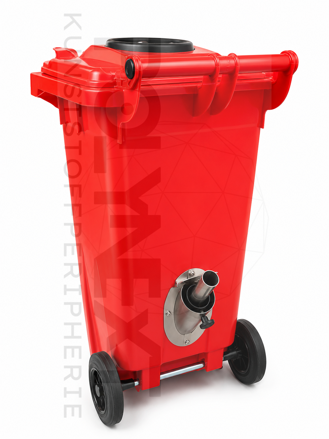Granulatbehälter-240Liter-Rot-Kunststoff-Absaugstutzen 