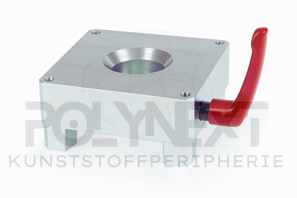 Gelagerter Schwerlast-Klauenflansch aus Edelstahl für Spritzgießmaschinen mit Schnellspannhebel 