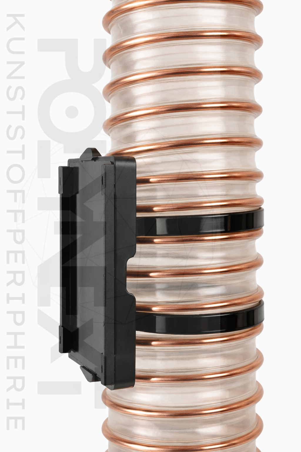 Schilderhalter zur flexiblen Kennzeichnung eines Granulat Förderschlauchs